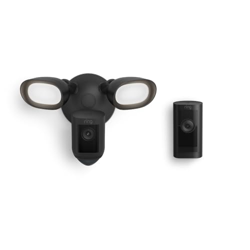 Ring Floodlight Wired Pro, Black with Ring Stick Up Cam Pro Battery, Black