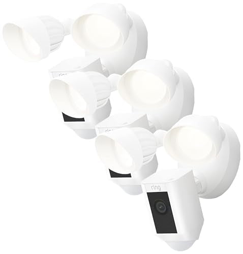 Ring Floodlight Cam Wired Plus with motion-activated 1080p HD video (2021 release) | 3-pack, White