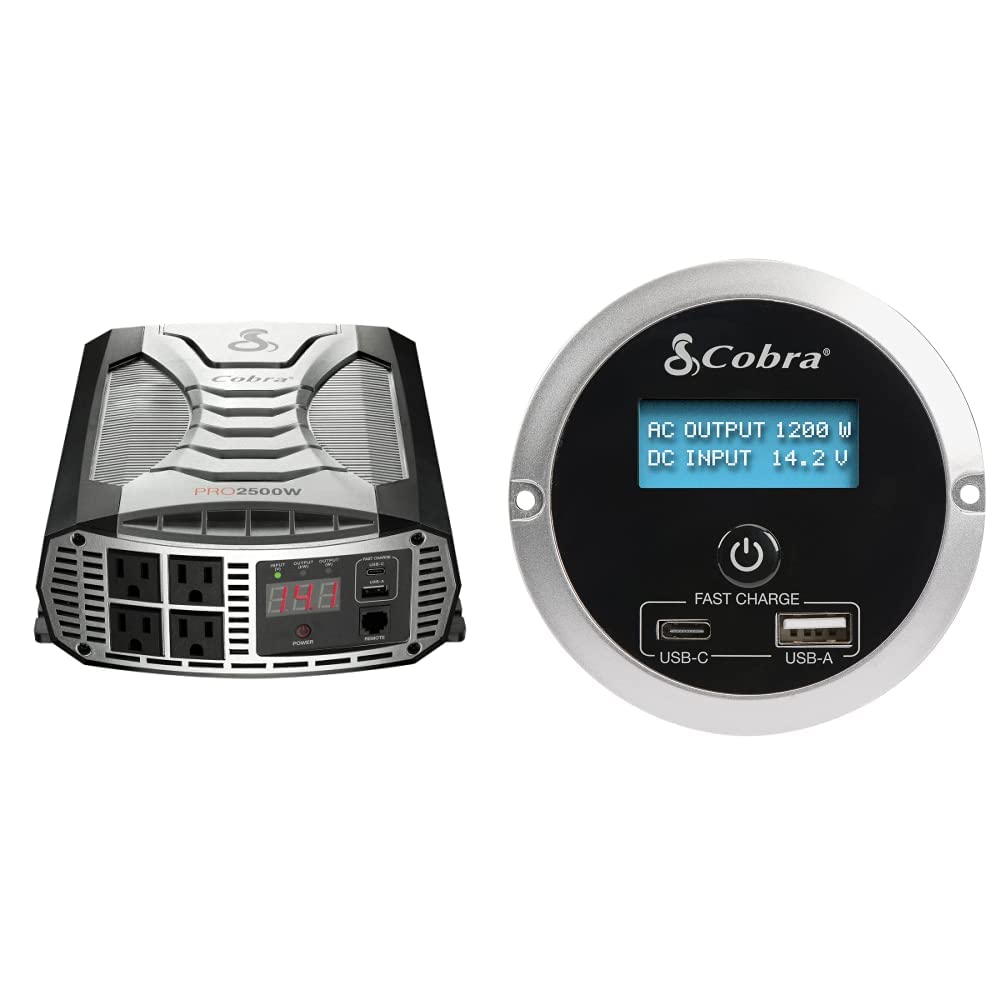 Cobra PRO 2500W Professional Grade Power Inverter with Cobra CPIALCDG1 Remote Controller