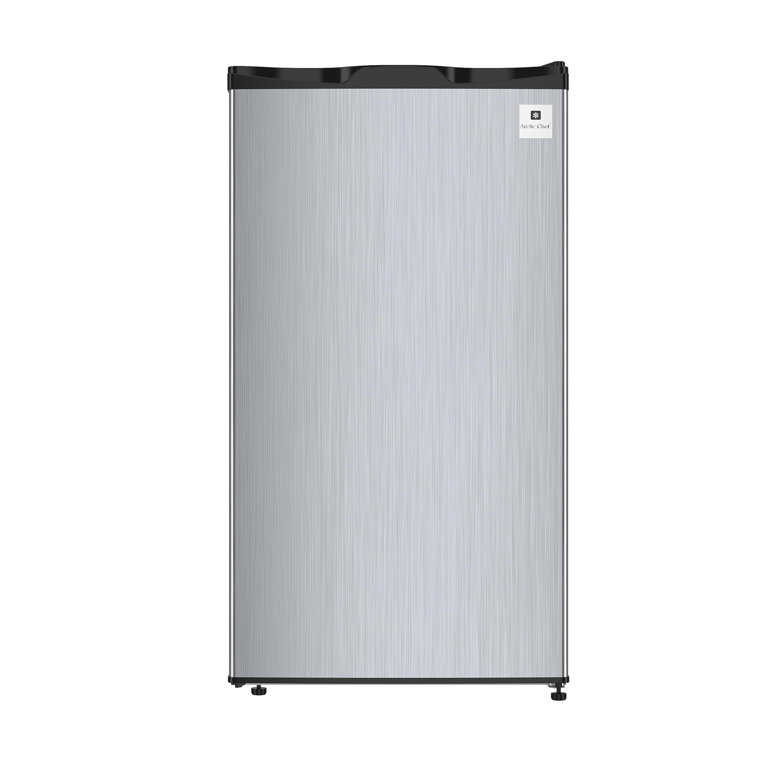 ARCTIC CHEF ACFR322 RCA Mini Refrigerator, Compact Freezer Compartment, Adjustable Thermostat Control, Reversible Door, Ideal Fridge for Dorm, Office, Apartment, Platinum Stainless, 3.2 Cubic Feet