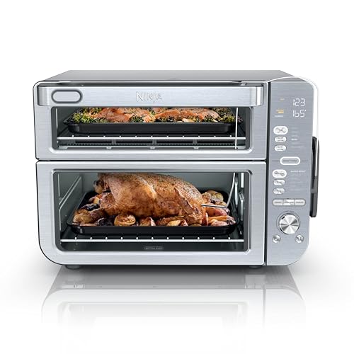 Ninja Countertop Oven Double Stack XL & Air Fryer with Pro Cook System, 12-in-1, Flexdoor, FlavorSeal, SMART FINISH with DualZone Technology, Air Fryer, Bake, Broil, Reheat, Stainless Steel, DCT651