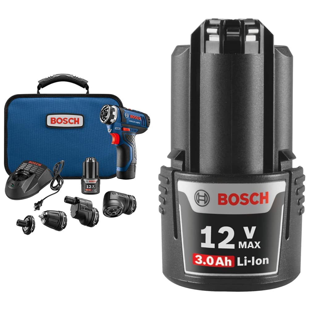 Bosch 12V 5-in-1 Cordless Electric Screwdriver Kit + 12V Max 3.0 Ah Lithium-Ion Battery
