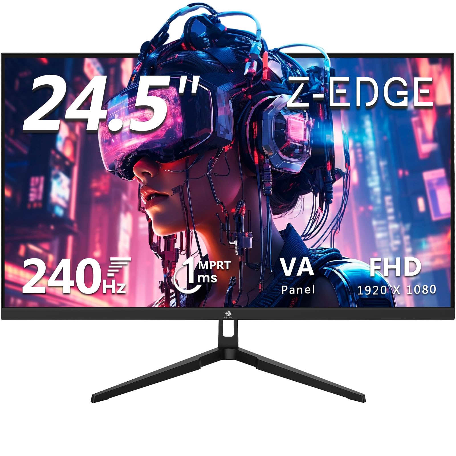 24.5" Gaming Monitor 240Hz, Z-Edge UG25F FHD 1920x1080 Computer Monitor, 1ms Frameless LED, AMD Freesync Premium Display Port x1 HDMI x2, HDR, Contrast Ratio 5000:1