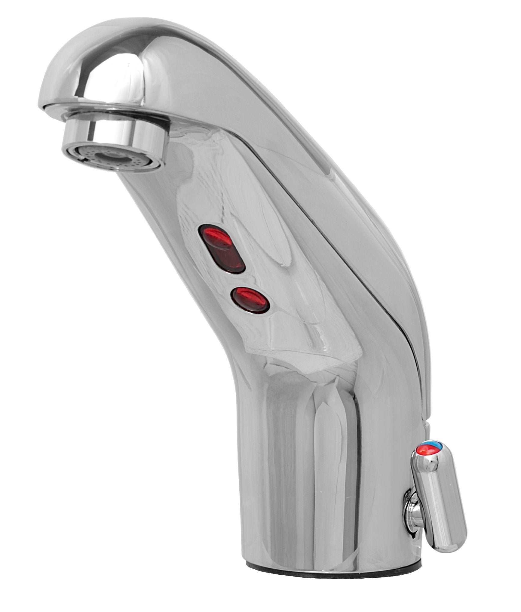 Hydrotek HE-5000EM Touchless Sensor Lavatory Faucet Powered with Enduratek. Above-Deck Components. Hot/Cold Temperature Mixing & Manual On/Off Adjustments. Chrome Plated, Solid Metal Construction.