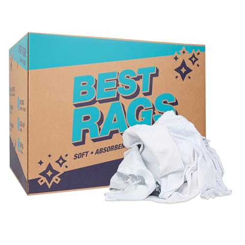 Arkwright Tshirt Box of Rags - 50 lb Box - Low Lint, Streak-Free Multipurpose Professional Cotton Cleaning Cloths for Stain, Paint, Wood, and Grease, White