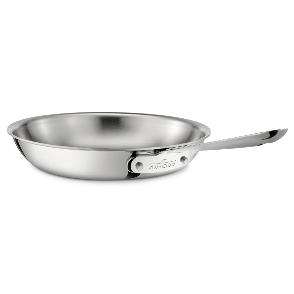 All-Clad D3 3-Ply Stainless Steel Fry Pan 12 Inch Induction Oven Broiler Safe 600F Pots and Pans, Cookware Silver