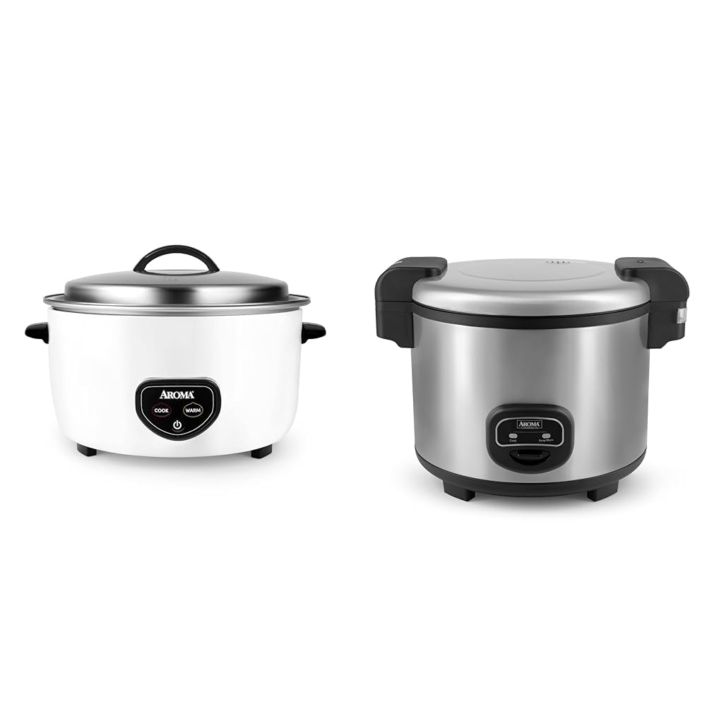 Aroma Housewares Commercial 60-Cup (Cooked) / 14Qt. Rice & Grain Cooker (ARC-1430E), White & 60-Cup (Cooked) (30-Cup UNCOOKED) Commercial Rice Cooker, Stainless Steel Exterior (ARC-1130S), Silver