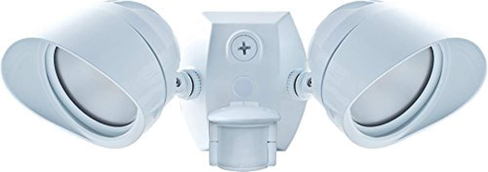 RAB Lighting SMSBULLET2X12NW Two Adjustable LED Floodlight with 180-Degree Detection Motion Sensor, White, Hardwired
