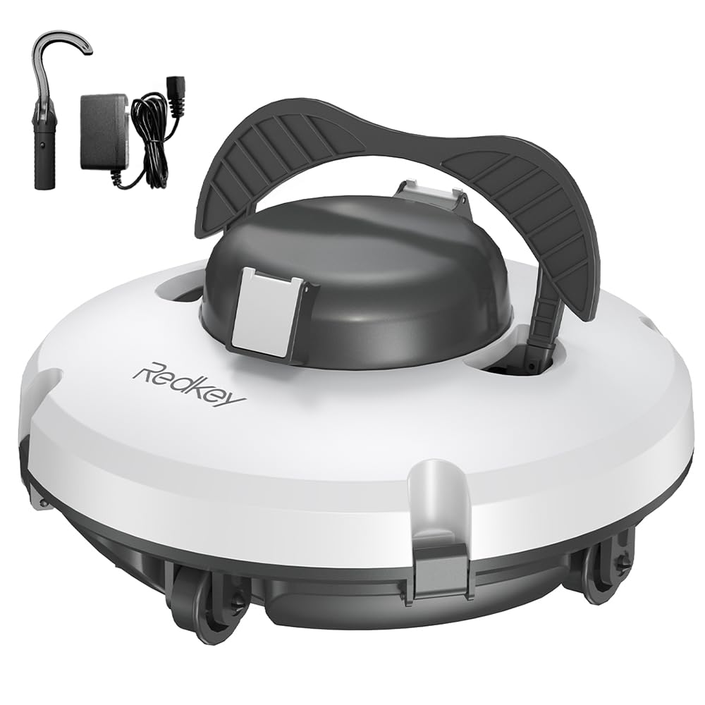 Redkey S100 Cordless Robot Pool Cleaner, Last 130Min, 18° Slope Angle, Automatic Pool Vacuum for Above Ground/Inground Pools, Self-Parking Pool Cleaner with Filter Basket, Pool Robot Up to 1100 sq.ft