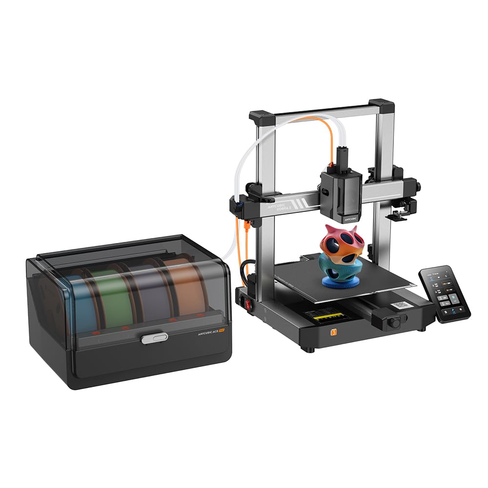 Anycubic Kobra 3 Combo Without Filament, Multicolor 3D Printer Smart Print in 4 Colors with Anycubic ACE Pro, Max 600mm/s Speed 4.3-inch Adjustable Screen, Filament Drying at All Times, 250x250x260mm