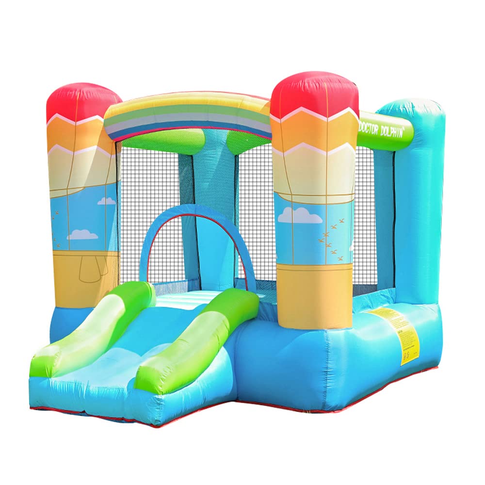 Doctor Dolphin Inflatable Bounce House for Kids, Bouncy House with Blower Indoor Outdoor, Inflatable Bouncer for Kids Party (Hot-air Balloon Theme)