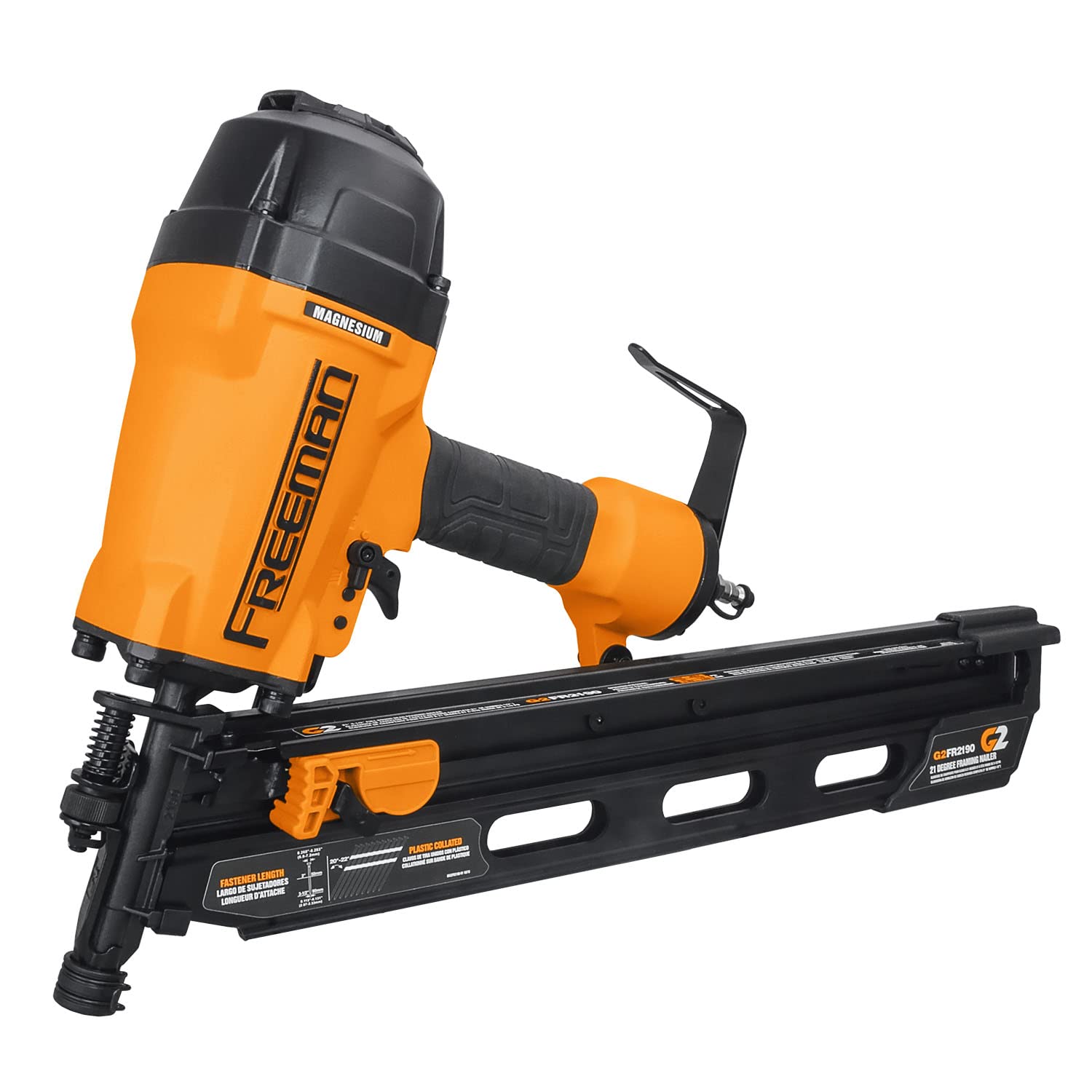 Freeman G2FR2190 2nd Generation Pneumatic 21 Degree 3-1/2" Framing Nailer with Adjustable Metal Belt Hook and 1/4" NPT Air Connector