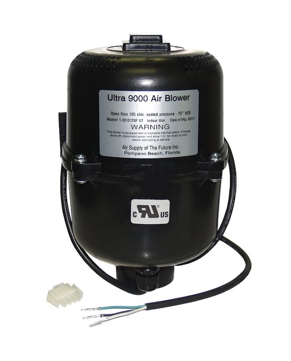 Hot Tub Classic Parts Spa Blower Compatible with Vita Spa Ultra 9000 Air Blower 1 HP 240 Volt with Amp Plug Now ASF3910231-AMP was VIT430105
