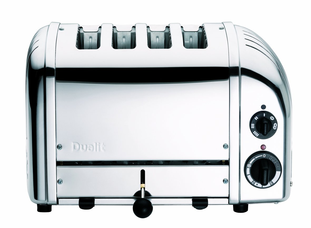 Dualit Classic 4 Slice NewGen Toaster - Stainless Steel - Hand Built in the UK - Replaceable ProHeat elements - Defrost Bread - Mechanical Timer - Polished Classic Toaster