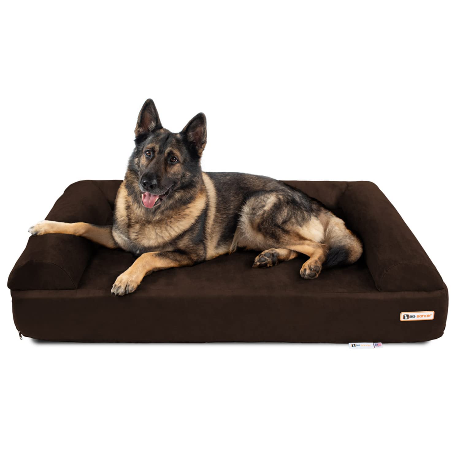 Big Barker 7" Orthopedic Dog Bed Sofa Edition - Dog Beds for Large Dogs Made with OrthoMedic Foam - Chocolate, XL - Supports Joints, Boosts Quality of Life, and Better Rest, Made in USA