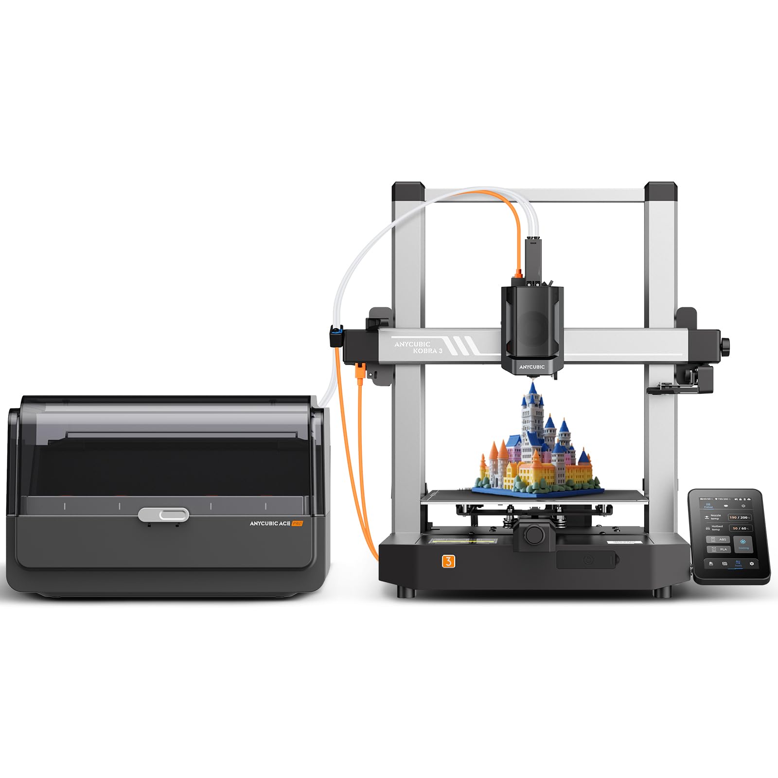 Anycubic Kobra 3 Combo 3D Printer, Multi-Color 3D Printer 4 Colors, Max 600mm/s Print Speed with ACE Pro Sealed Storage Keep Filament Dry, Print Smooth Ideal for All Skill Levels 9.8"x9.8"x10.2"
