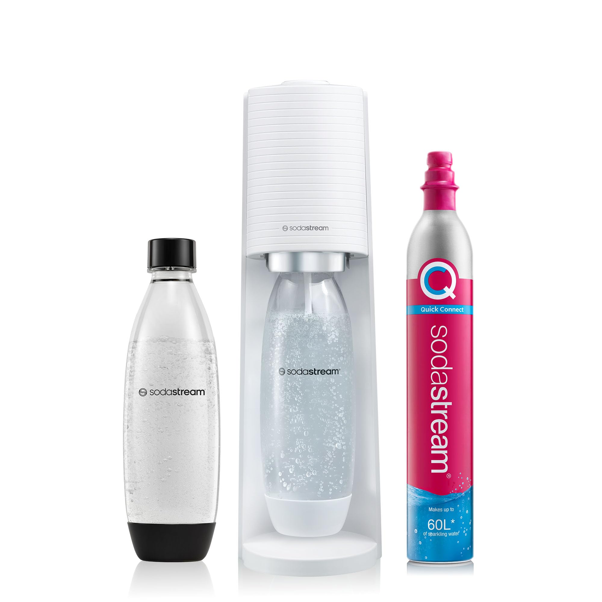 SodaStream Terra Sparkling Water Maker, Sparkling Water Machine & 1L Fizzy Water Bottle, Retro Drinks Maker w. BPA-Free Water Bottle & Quick Connect Co2 Gas Bottle for Home Carbonated Water - White