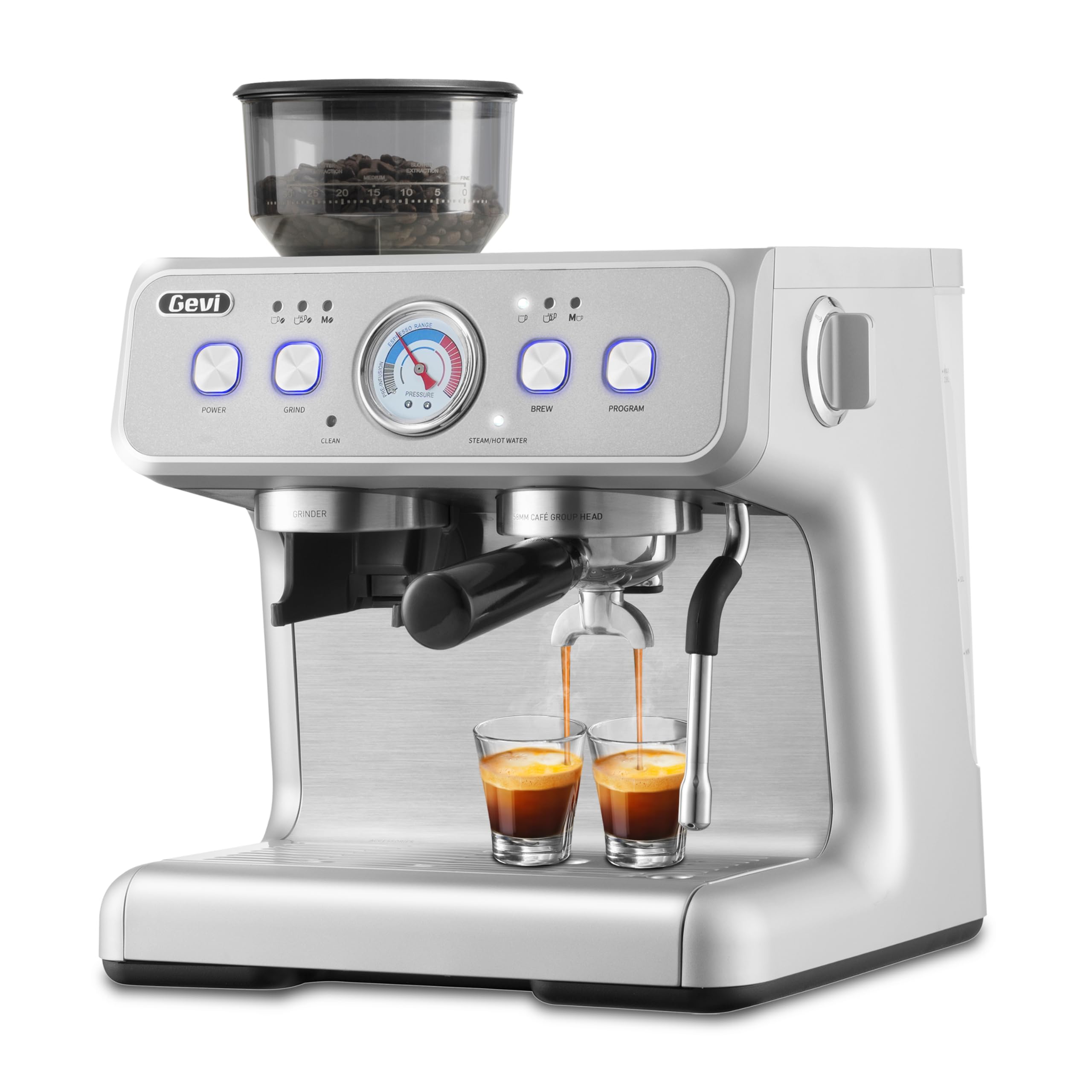 Gevi Espresso Machine 20 Bar With Grinder & Steam Wand – All in One Espresso Maker & Espresso Machine with Grinder for Home