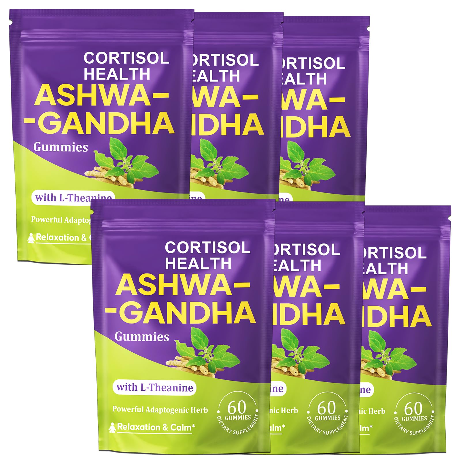 Ashwagandha Gummies, Ashwagandha Supplements for Women & Men, with Organic Ashwagandha Root, L Theanine, for Relaxation*, Cortisol Detox, Memory, Focus, Immune, Zzz, Vegan, Gluten-Free - 360 Gummies