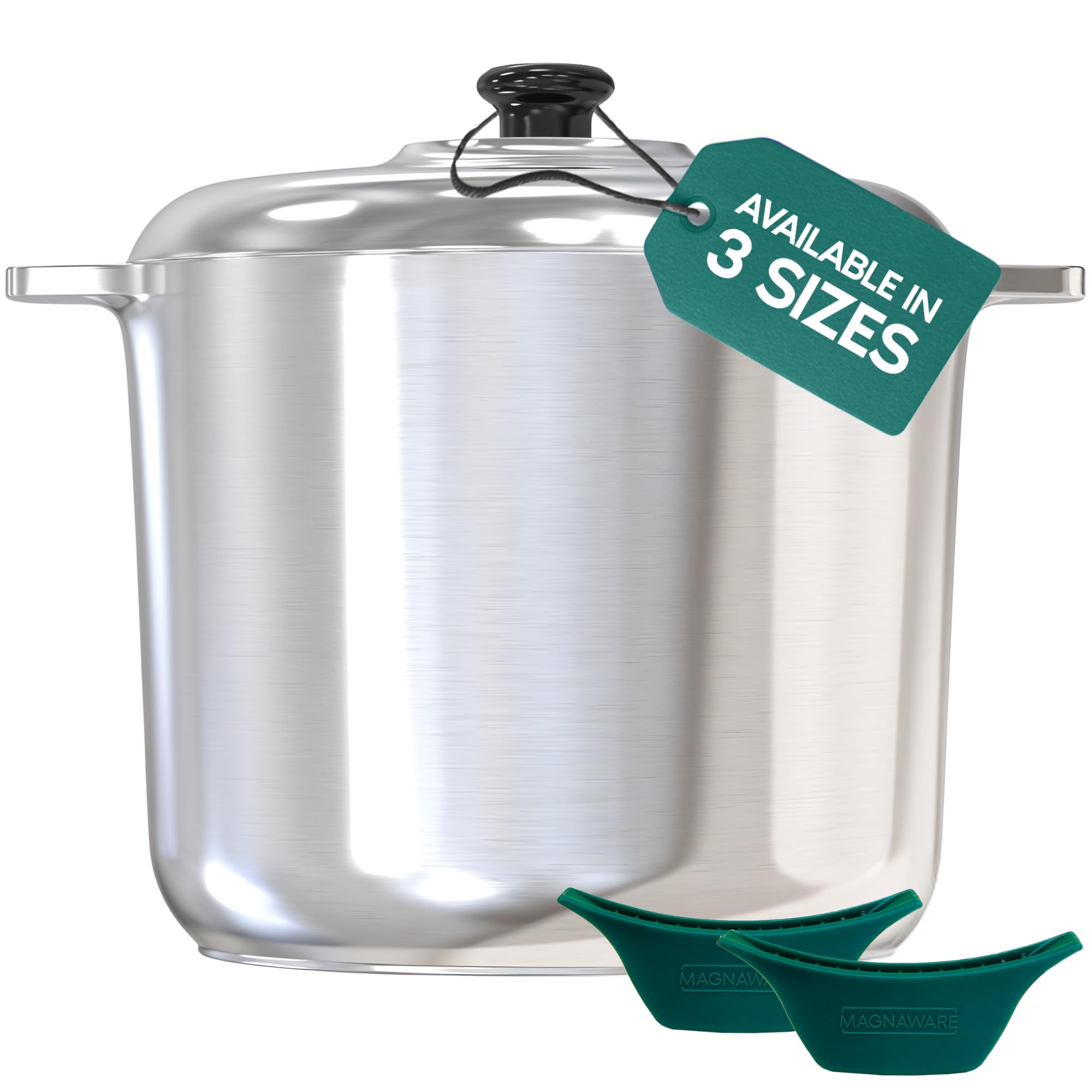 MAGNAWARE 18 Quart Cast Aluminum Large Stock Pot with Lid - Durable & Lightweight Soup Pot with Even Heat Distribution & Retention - Professional Cookware Stockpot with Silicone Handle