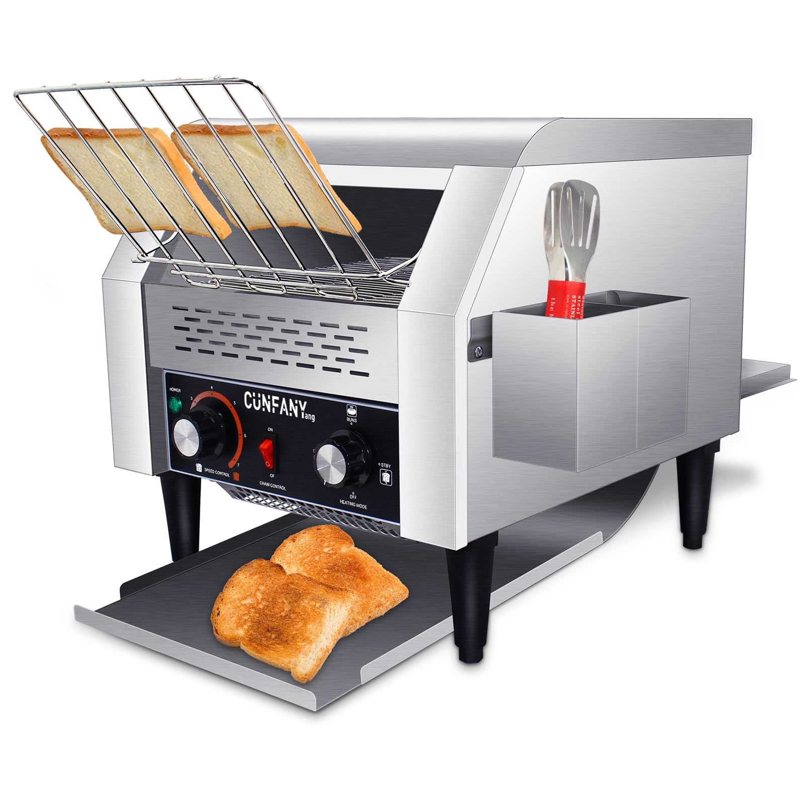 Conveyor Toaster,Commercial Stainless Steel Heavy Duty Restaurant Toaster,300 Slices for Bread Bun Bagel Baked Food,1.9KW