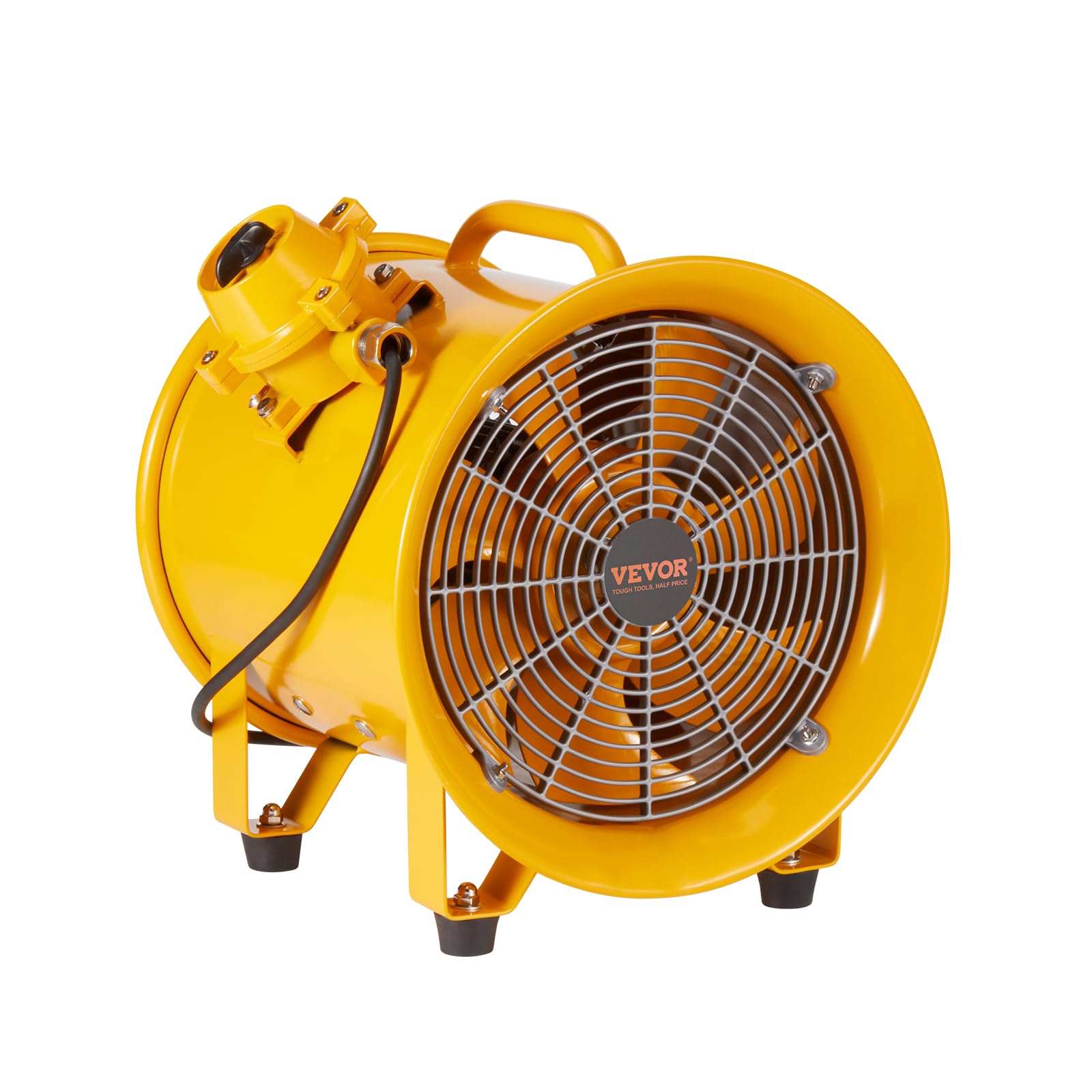 VEVOR Industrial Portable Ventilator Explosion Proof, 1100W 4240CFM High Velocity Air Mover, 16 Inch Utility Blower Exhaust Fan with 9.8ft Power Cord -No Plug for Extraction and Ventilation