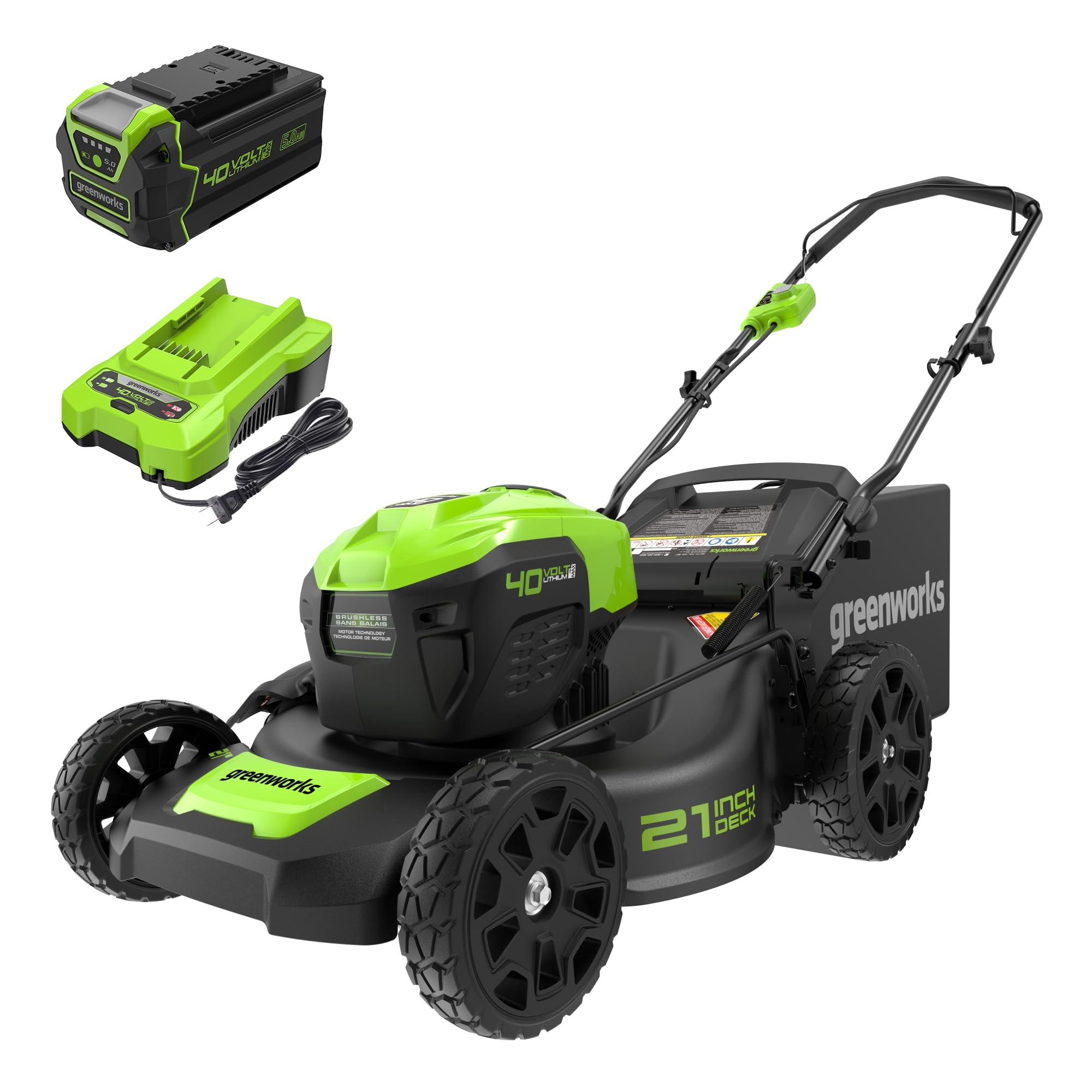 Greenworks 40V 21" Push Mower, 5.0Ah USB Battery