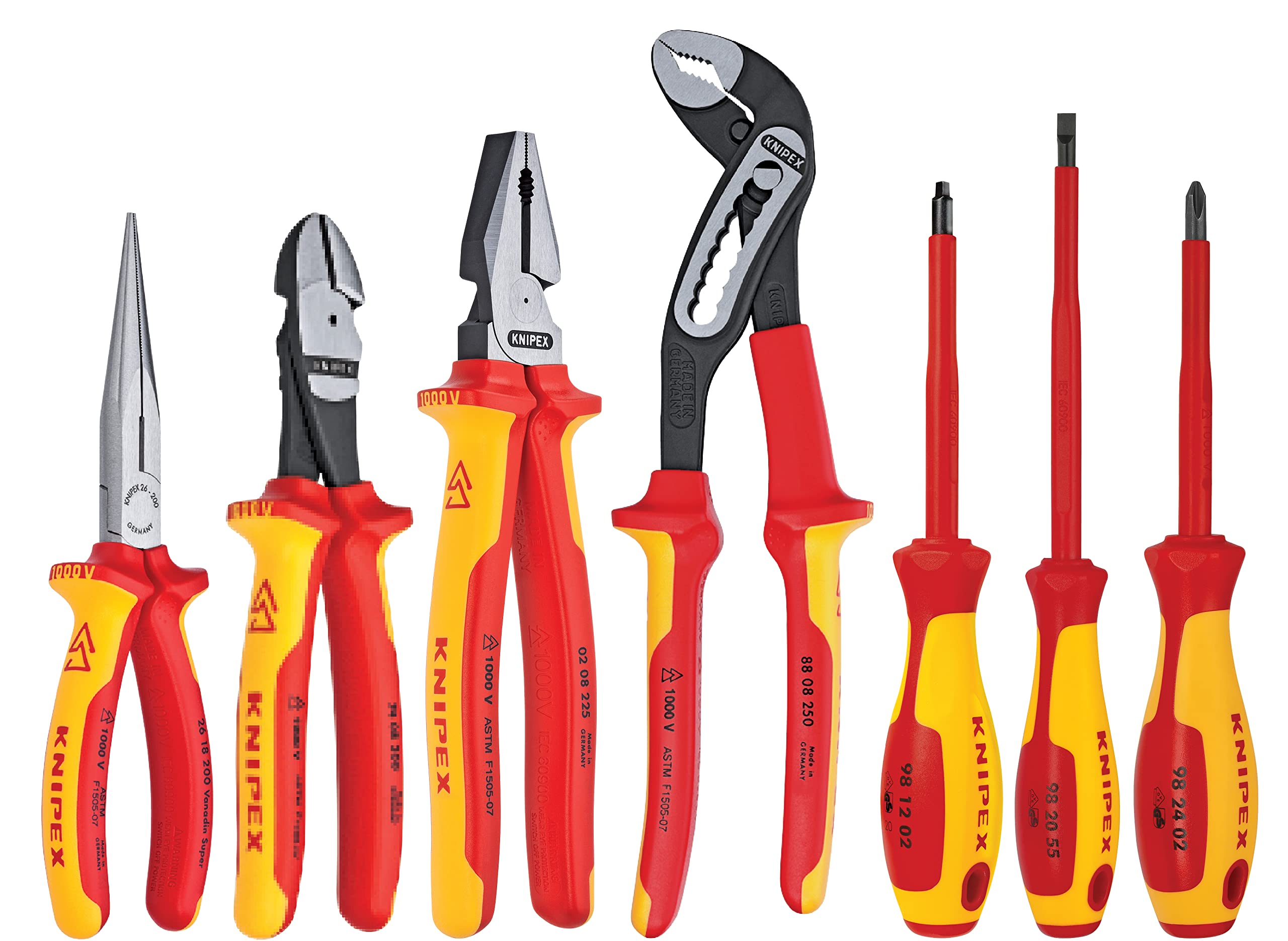 Knipex 989825US 7-Piece 1000V Insulated Pliers, Cutters, and Screwdriver Commercial Tool Set