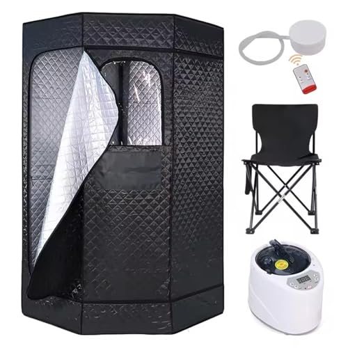 guoyjmm Portable Sauna for Home, Full Body Steam Sauna Room, Personal Sauna with 2.6L 1000W Steam Generator, 9 Temperature Settings, Foldable Chair, Remote Control Included