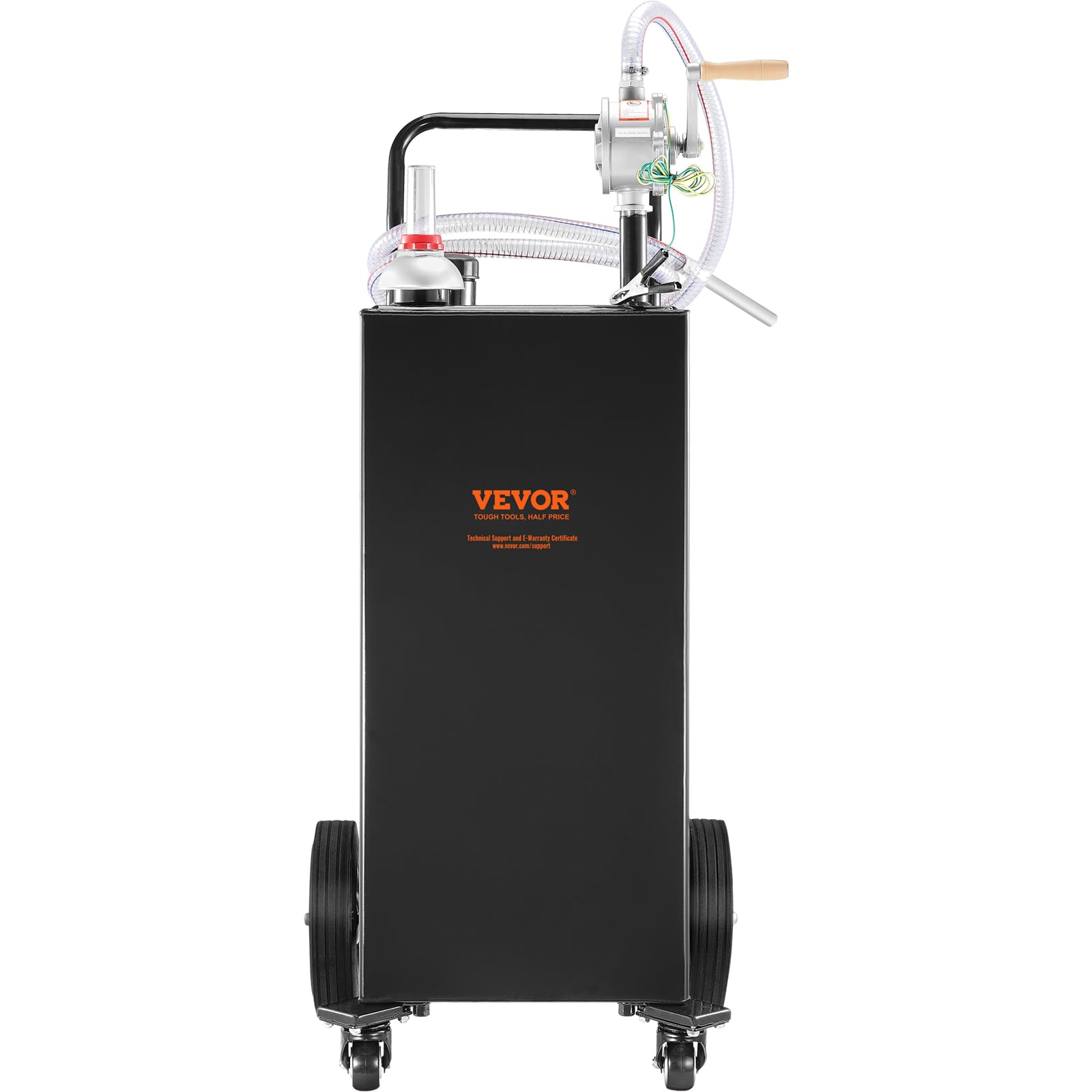 VEVOR Fuel Caddy 30 Gallon, Portable Gas Caddy Fuel Storage Tank with 4 Wheels & Manual Transfer Pump, Gasoline Diesel Fuel Container for Cars, Lawn Mowers, ATVs, Boats, Black