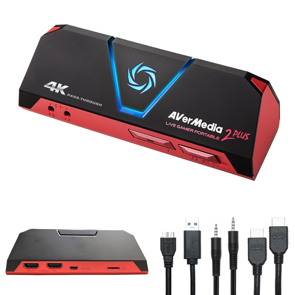 AVerMedia GC513 Live Gamer Portable 2 Plus Capture Card, 4K Pass-Through, 1080p60 Game Streaming, Recording, for Windows 11 & MacOS 10.13 or later