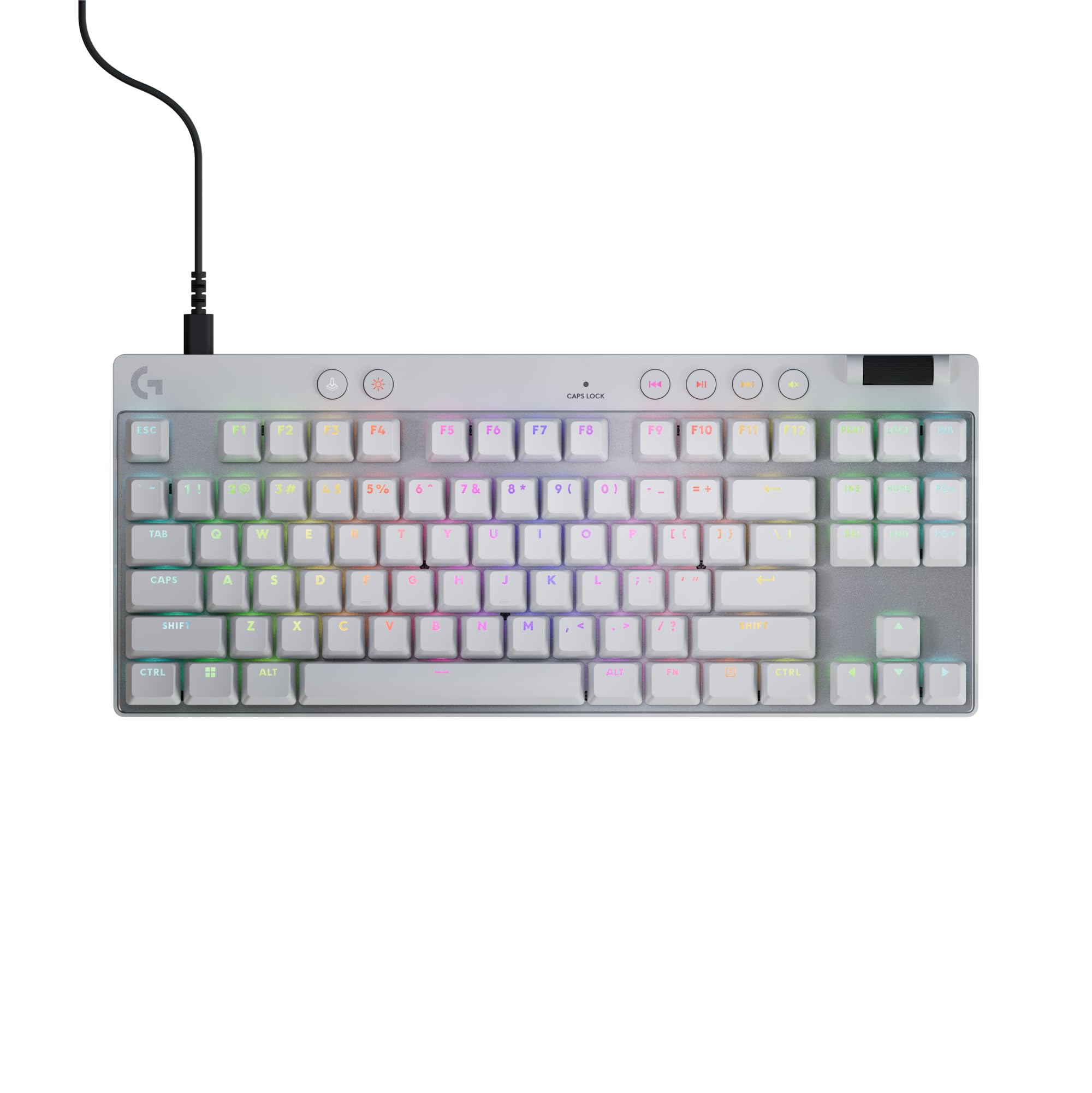 Logitech G PRO X TKL Rapid Tenkeyless Wired Gaming Keyboard with Magnetic Analog Switches, Rapid Trigger Mode, Adjustable Actuation, and Customizable RGB Lighting - White
