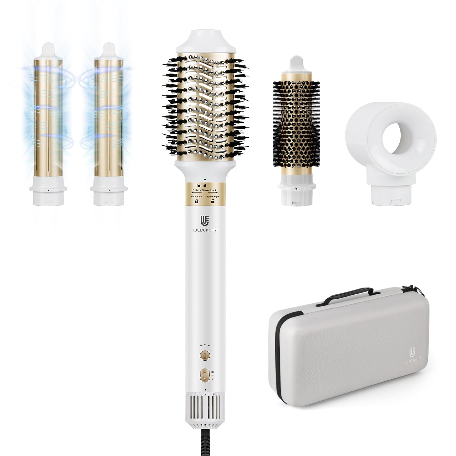 Hair Dryer Brush Blow Dryers: webeauty 5 in 1 One Step Professional Hot Air Brush Set for Fast Drying, Curling Drying, Straightening Combing, Hair Styler [Ceramic Coating] [Negative Ion] (White)