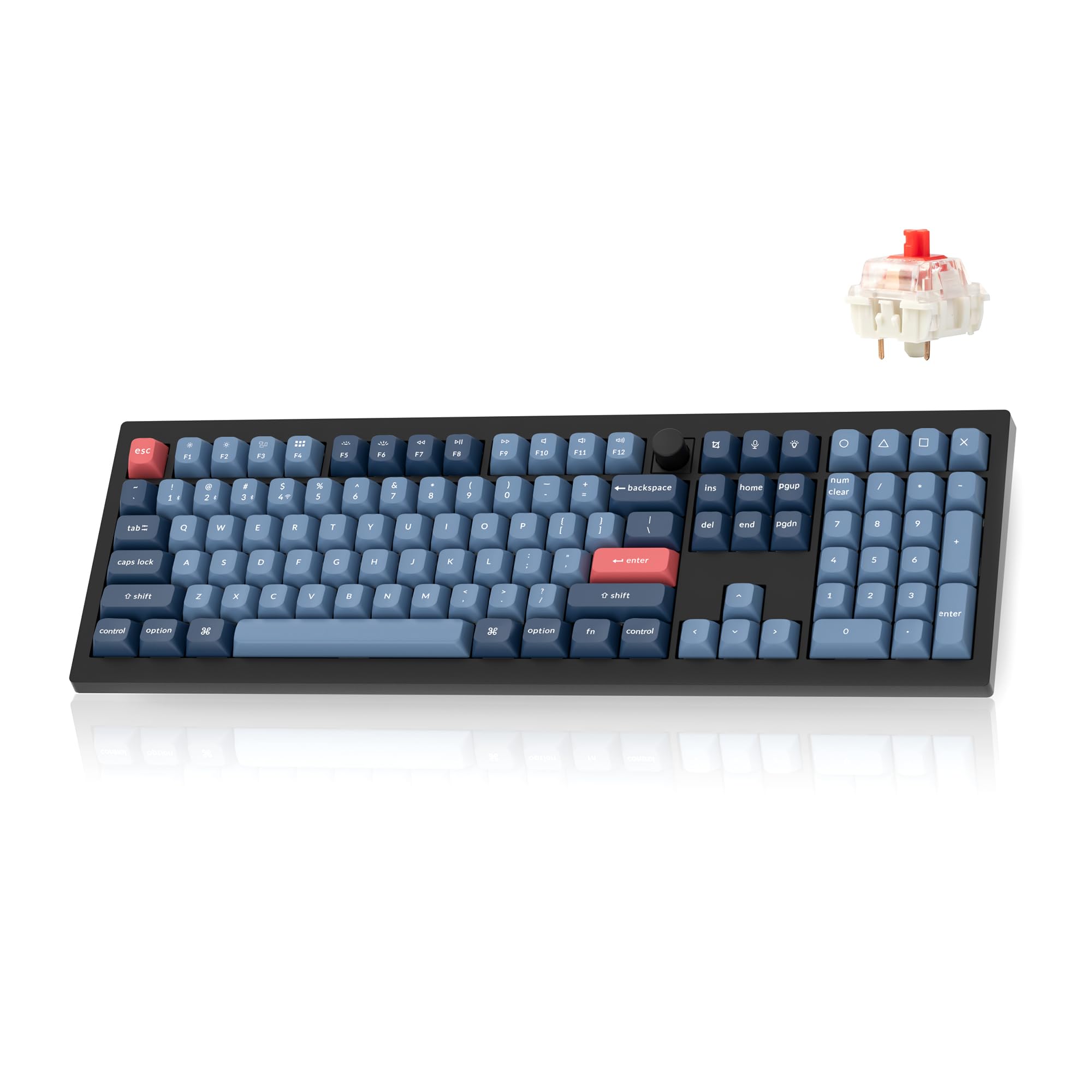Keychron V6 Max Wireless Custom Mechanical Keyboard, 2.4 GHz Bluetooth QMK Full-Size Layout RGB with Hot-swappable Gateron Red Switch Compatible with Mac Windows Linux