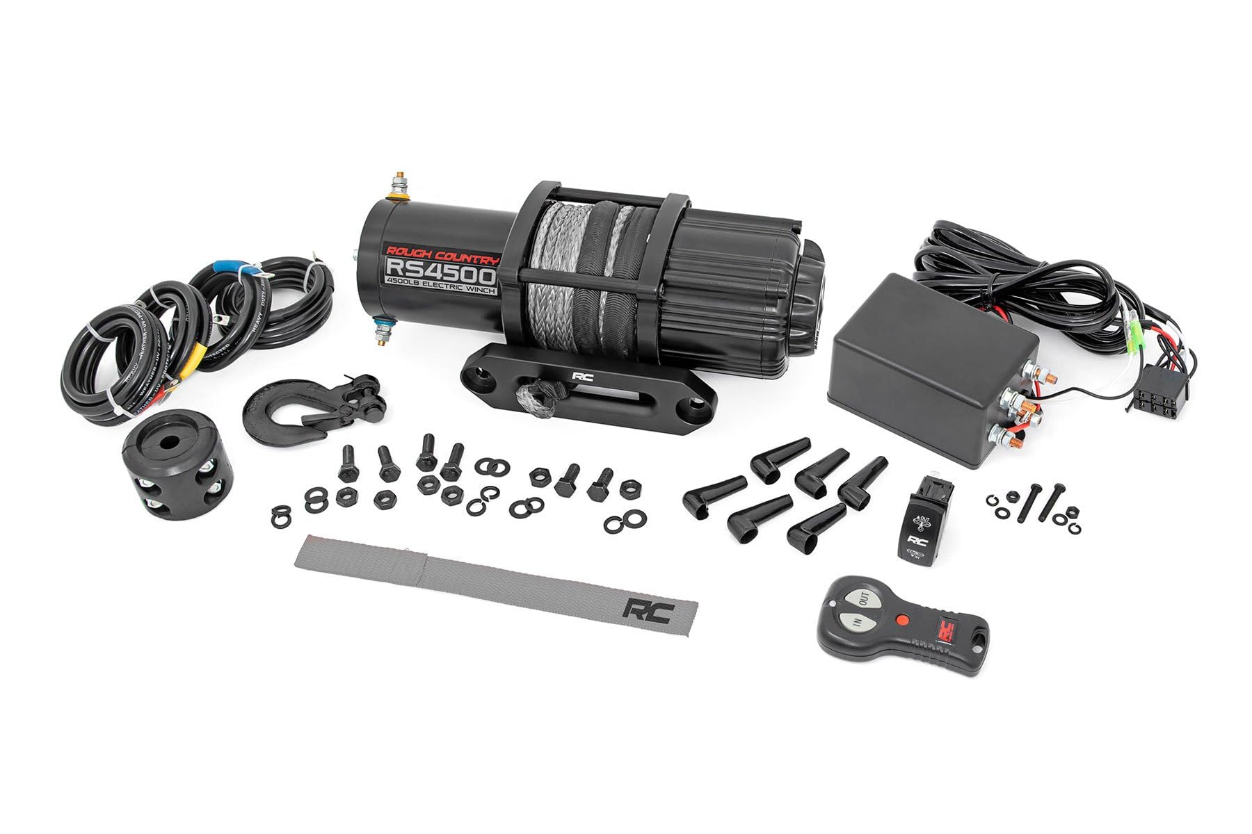 Rough Country 4,500LB UTV Electric Winch | 1.4HP | Synthetic Rope - RS4500SA
