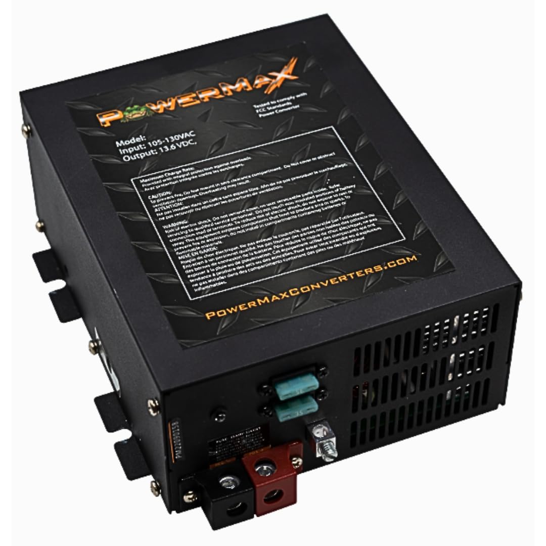 PowerMax PM3-45Power Supply, AC to DC Converter 110/120 VAC to DC 0-12 Volt 45Amp, Battery Charger with 3 Stage Smart Charging Mode, Built-in Cooling Fan and LED Indicator Light, Lithium Compatible