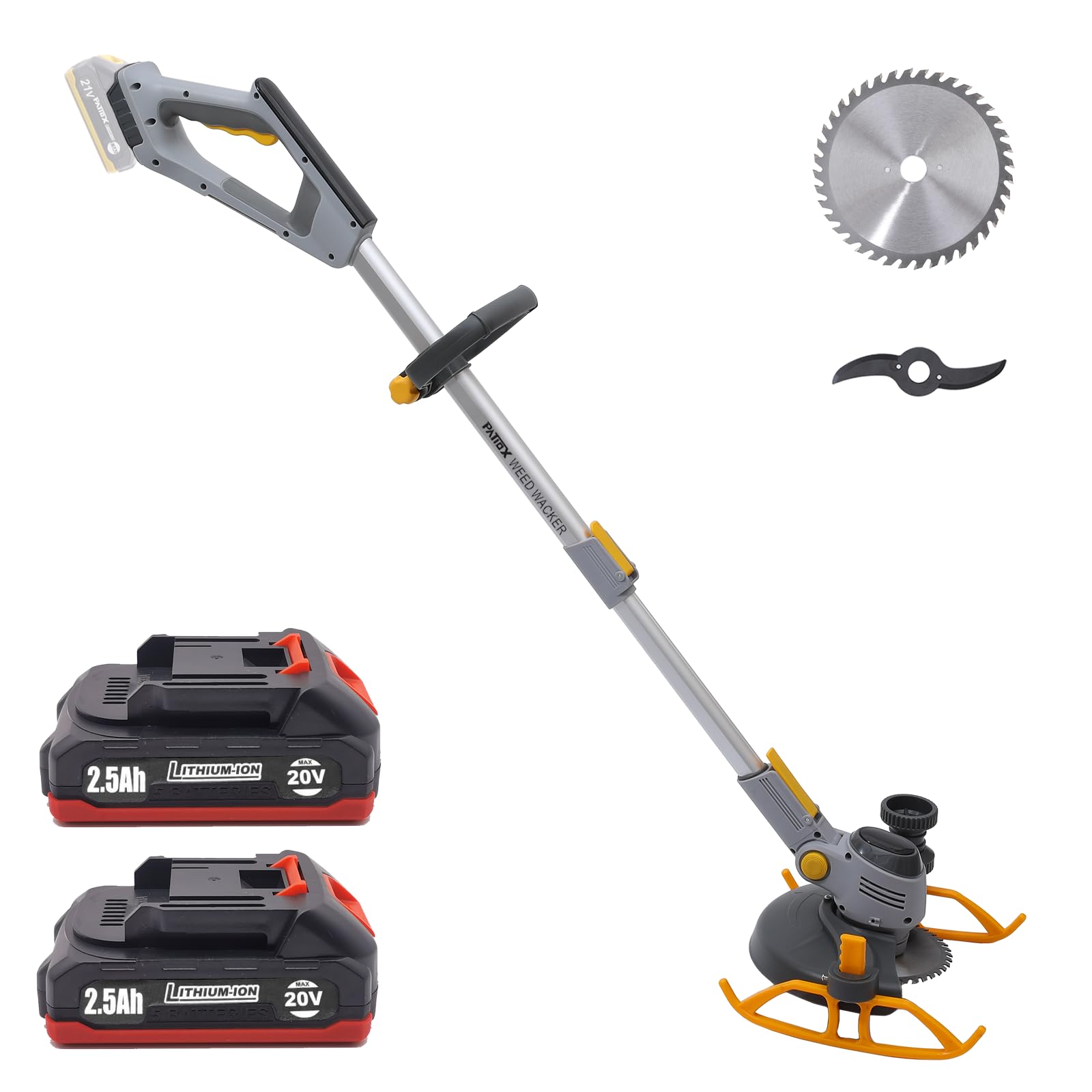 PATIOX Weed Wacker Cordless, PATIOX Electric Weed Trimmer Rechargeable 3 in 1, Two 2.5 Ah Battery Powered Weed Whacker Cordless 20V Grass Trimmer with Blade and Charger (Two 2.5Ah Battery)