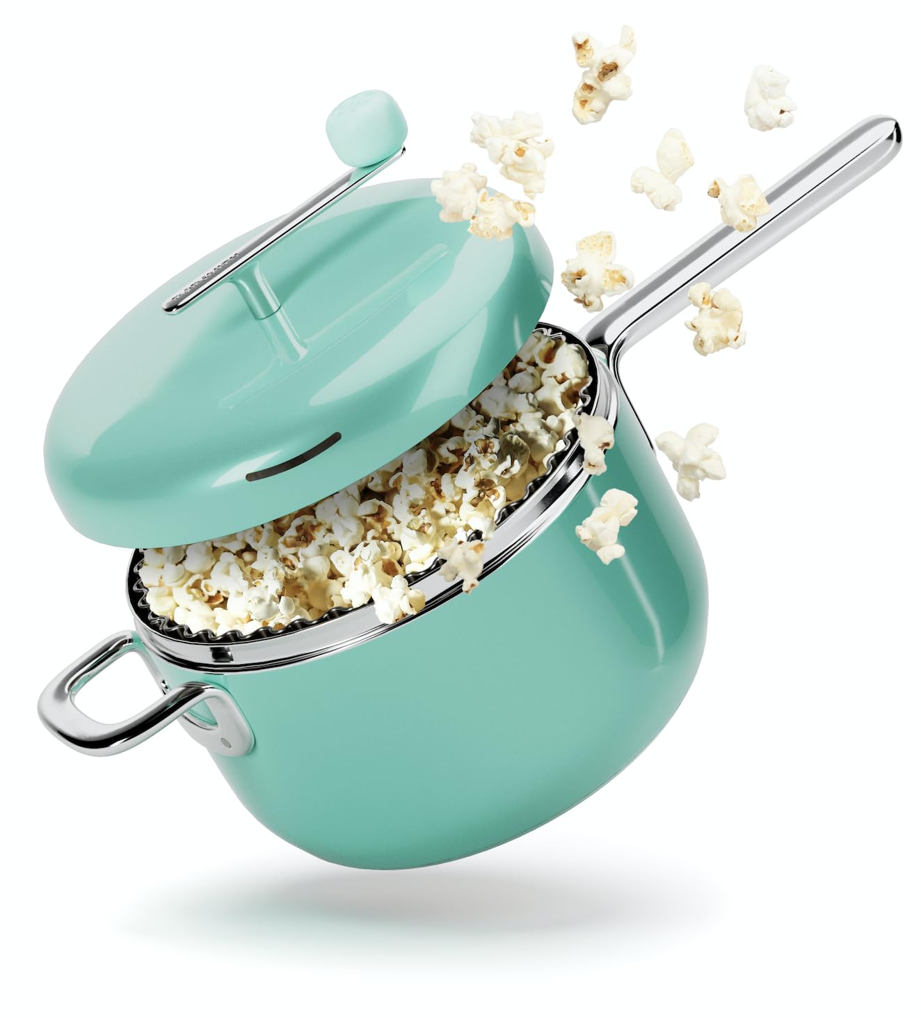 Popsmith Popcorn Popper in Mint - 6 Quart Stovetop Popcorn Machine - Stainless Steel Popcorn Maker Compatible with All Stovetops