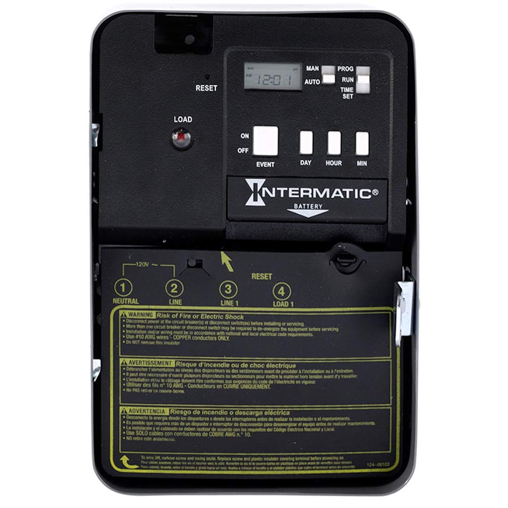 Intermatic EH10 Electric Water Heater Time Switch - 42 Events Weekly, 7-Day Scheduling - To-the-Minute Precision, External Override, LED Load Indicator