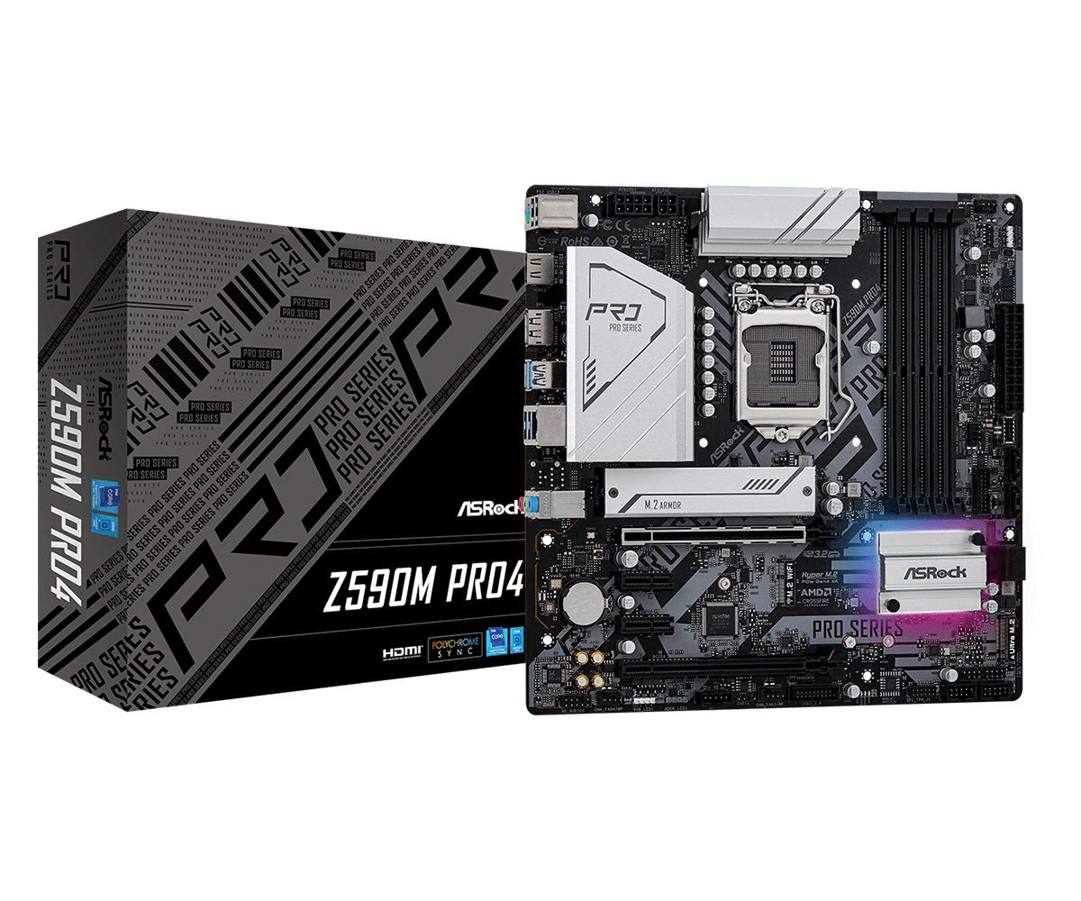 ASROCK Z590M PRO4 LGA1200/ Intel Z590/ DDR4/ SATA3&USB3.2/ M.2/ Micro ATX Motherboard