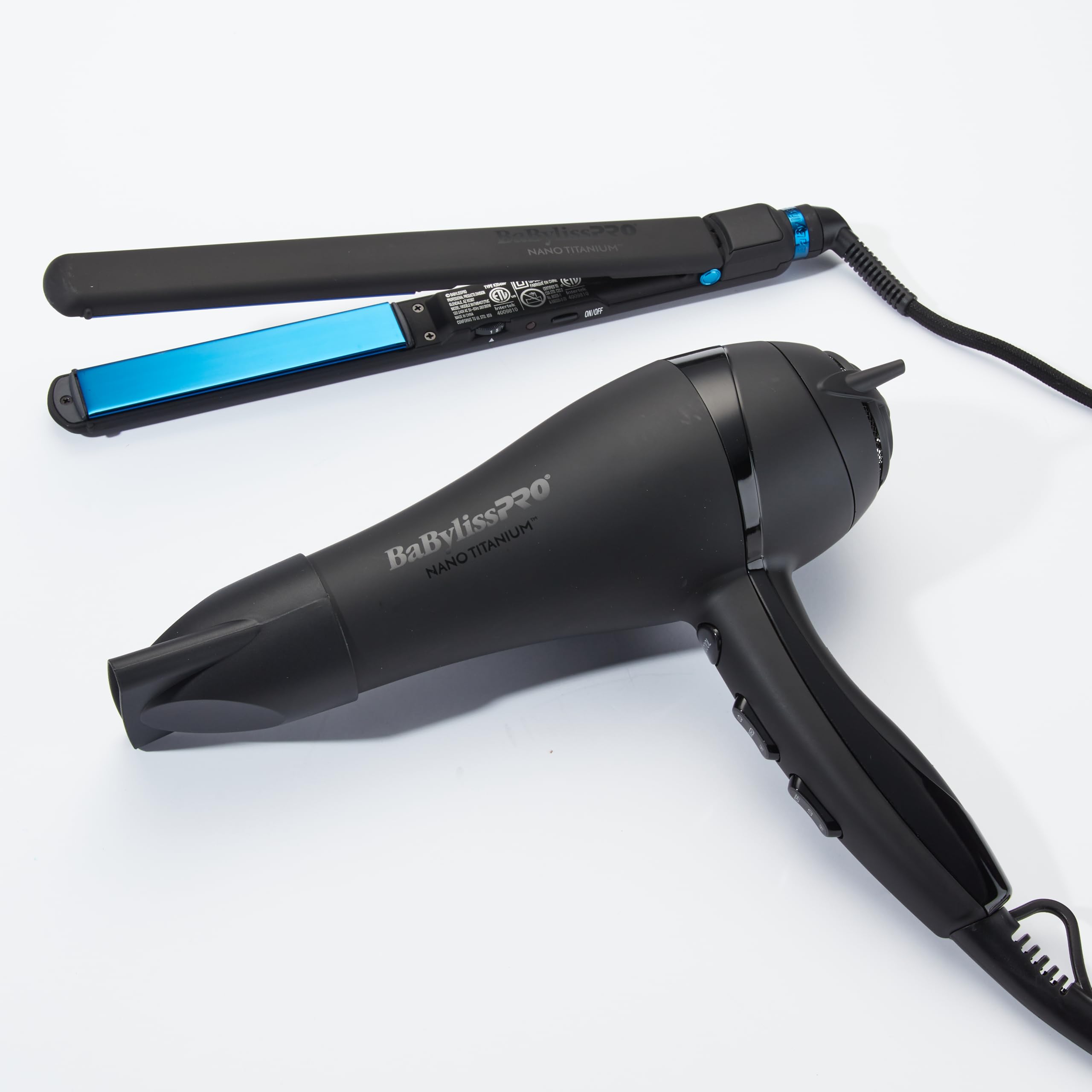 BaBylissPRO Nano Titanium Professional Lightweight Ionic Hair Dryer & 1" Ultra Thin Flat Iron Prepack