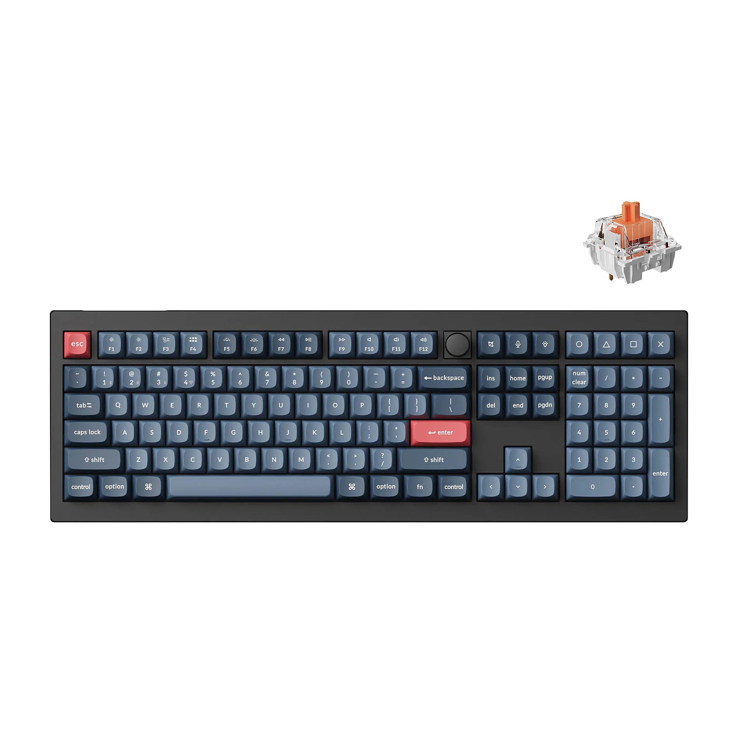 Keychron V6 Max Wireless Custom Mechanical Keyboard, 2.4 GHz Bluetooth 5.1 QMK Full-Size Layout RGB with Hot-swappable Silent Red Switch Compatible with Mac Windows Linux