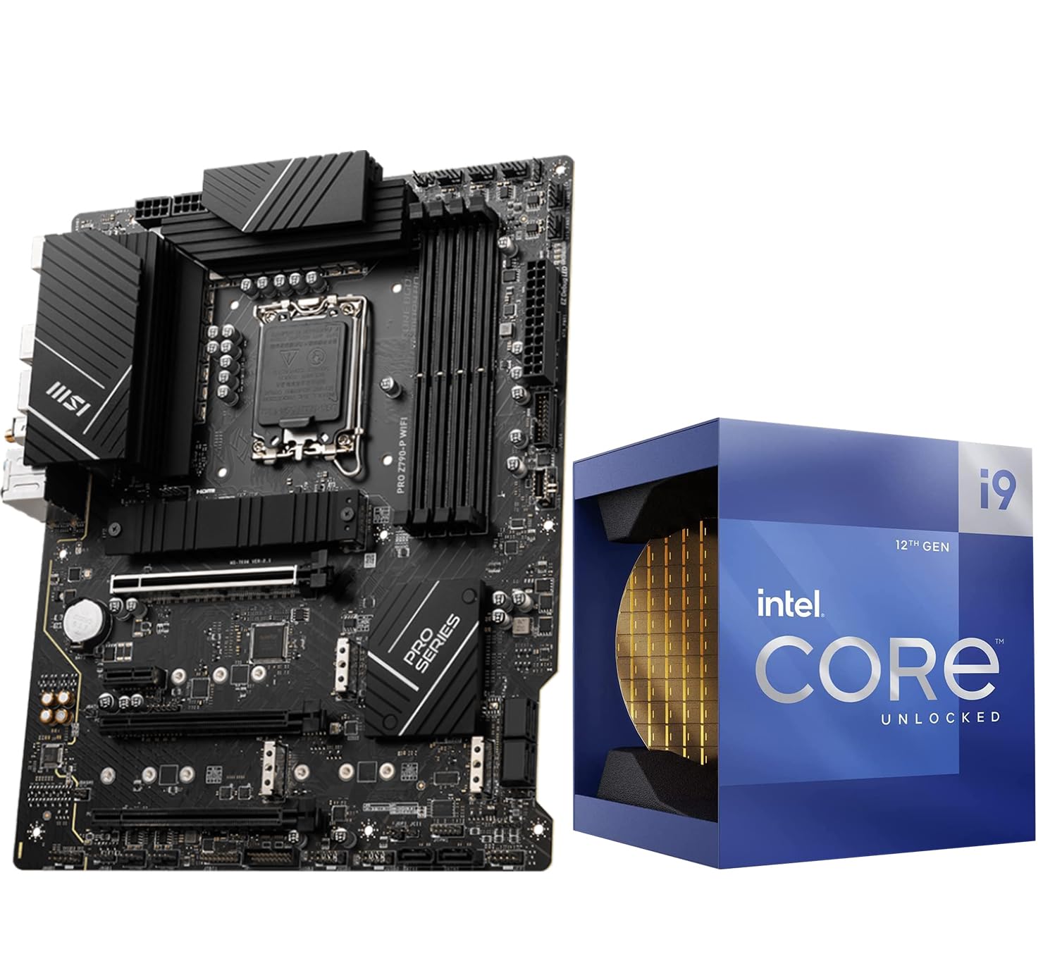 INLAND Micro Center CPU Motherboard Intel Core i9-12900K 16 Cores up to 5.2 GHz Unlocked LGA 1700 Desktop Processor with Integrated Graphics Plus MSI PRO Z790-P WiFi DDR5 ProSeries Motherboard