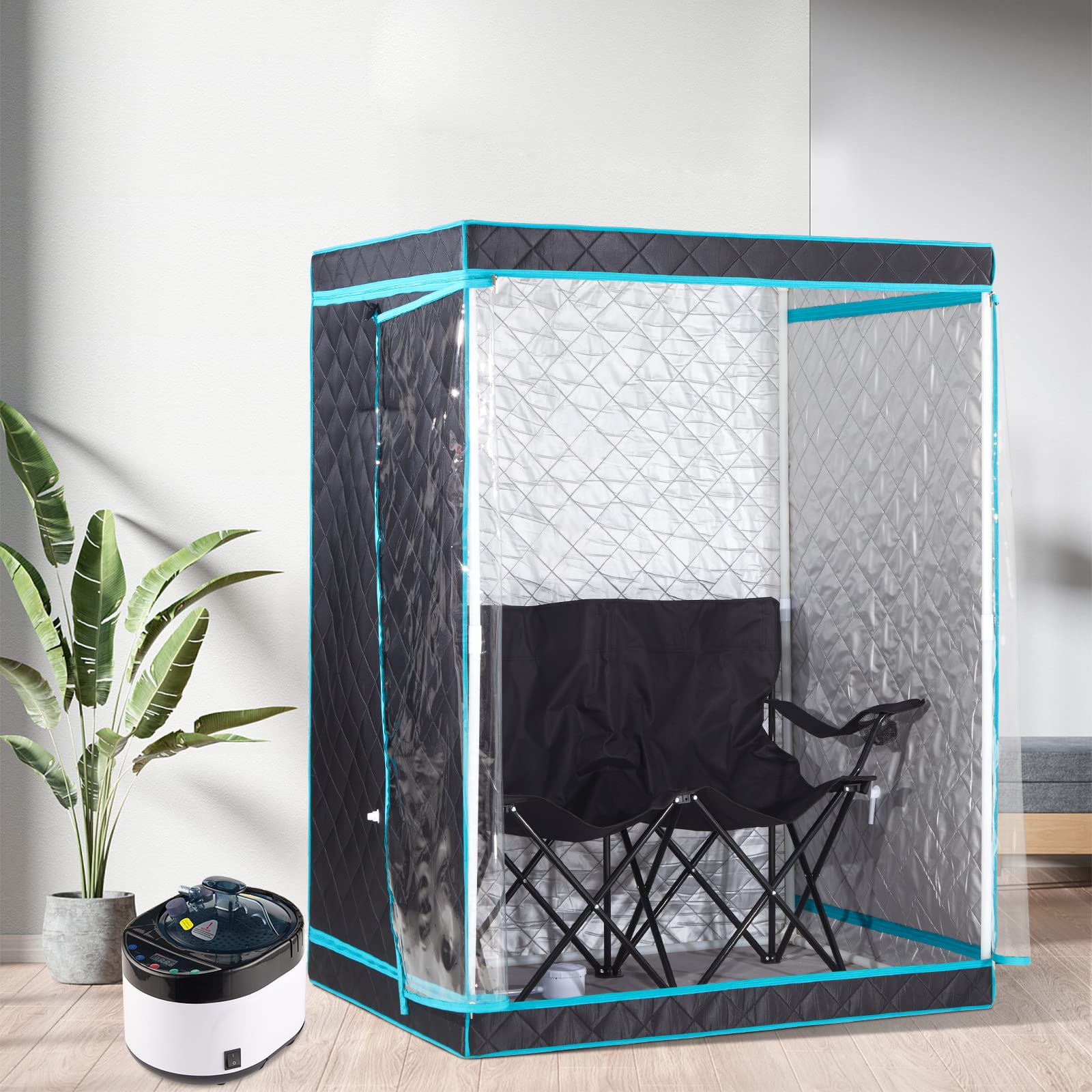 iDOTODO Full Size 2 Person Steam Sauna Home, Portable Steam Sauna Tent for Home,2 Person Foldable Lightweight, Full Body Sauna for Relaxation, 4L Large Capacity Sauna Steamer 2 Person Foldable Chair
